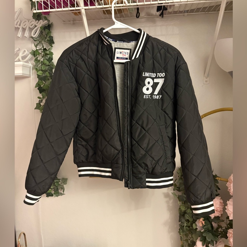 Y2K Nostalgia Limited Too Black Quilted Puffer Bomber Jacket